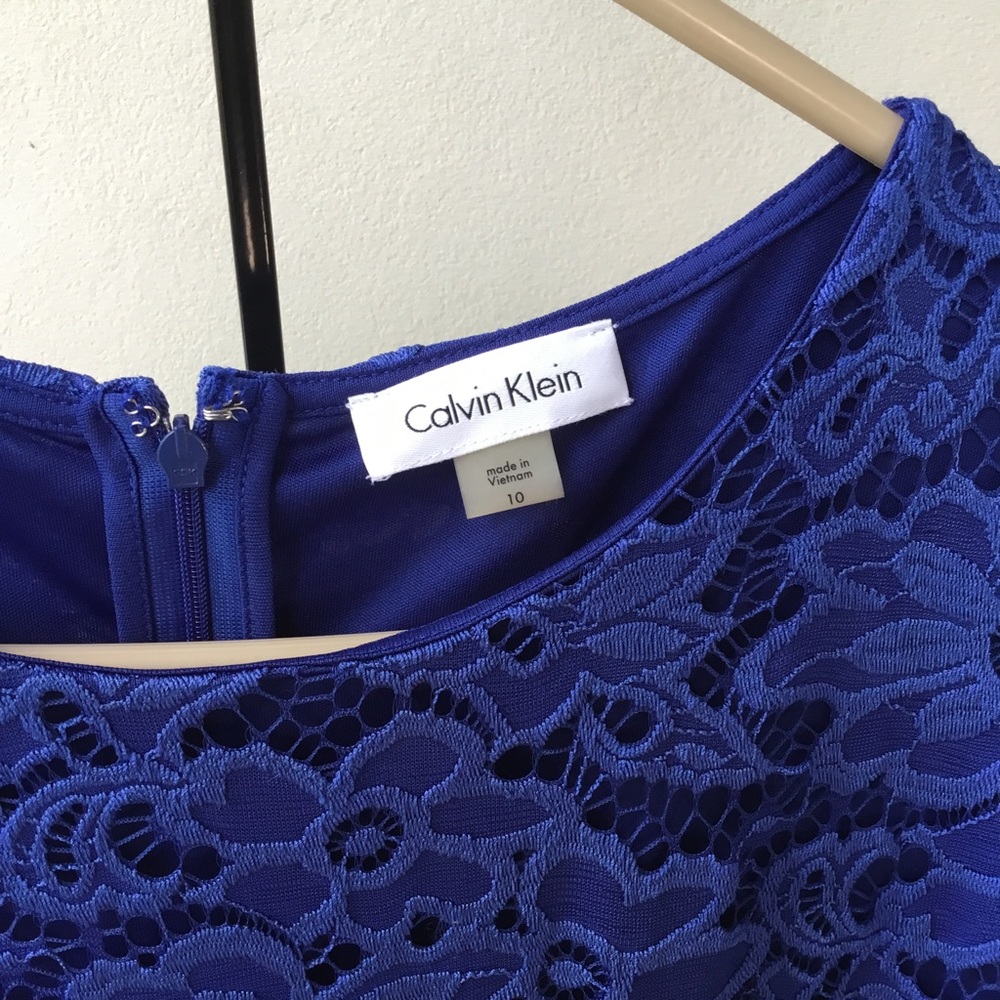 Calvin Klein Womens Bright Royal Blue lace dress size 10